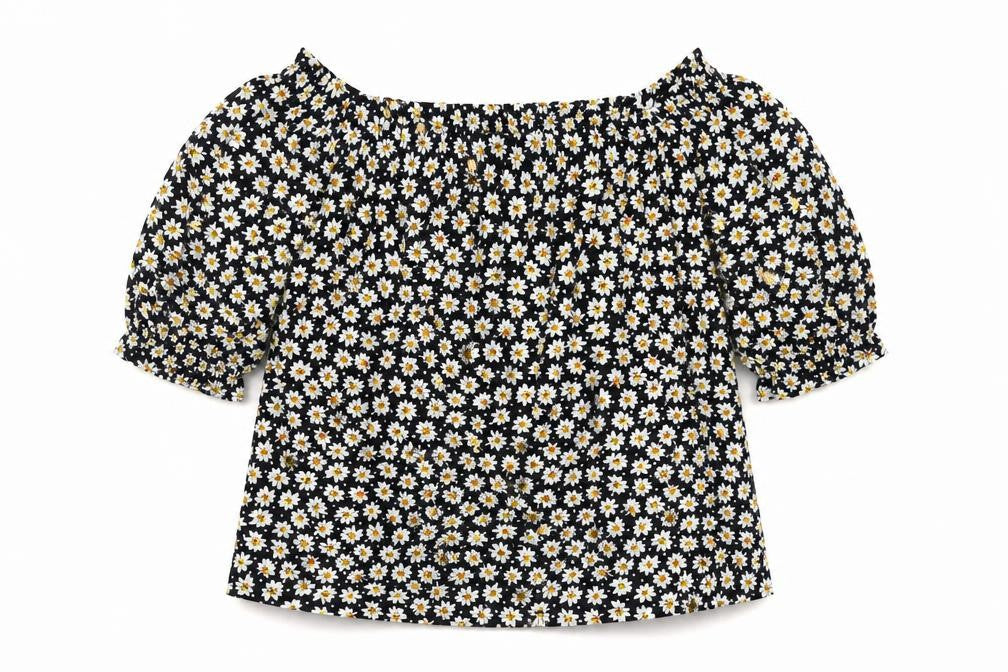 Capsule Womens Black Floral Polyester Basic Blouse Size 14 Off the Shoulder