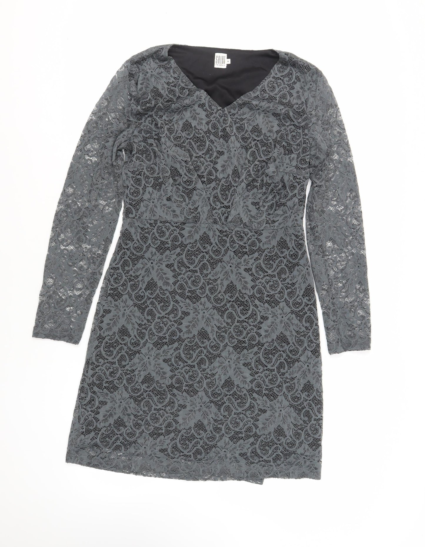 Saint Tropez Womens Grey Polyamide A-Line Size M V-Neck Zip