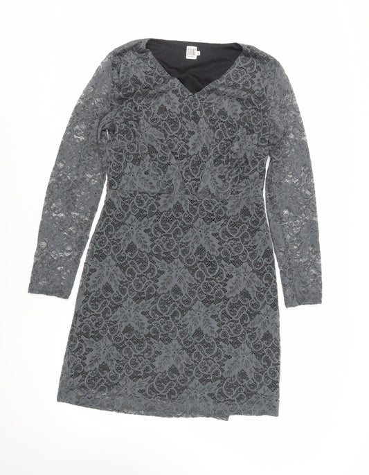 Saint Tropez Womens Grey Polyamide A-Line Size M V-Neck Zip