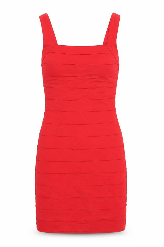Roccobarocco Womens Red Viscose Bodycon Size 6 Square Neck Zip - Cut Out Back