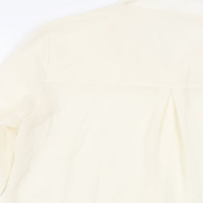 Mango Womens Ivory Polyester Basic Button-Up Size S Collared
