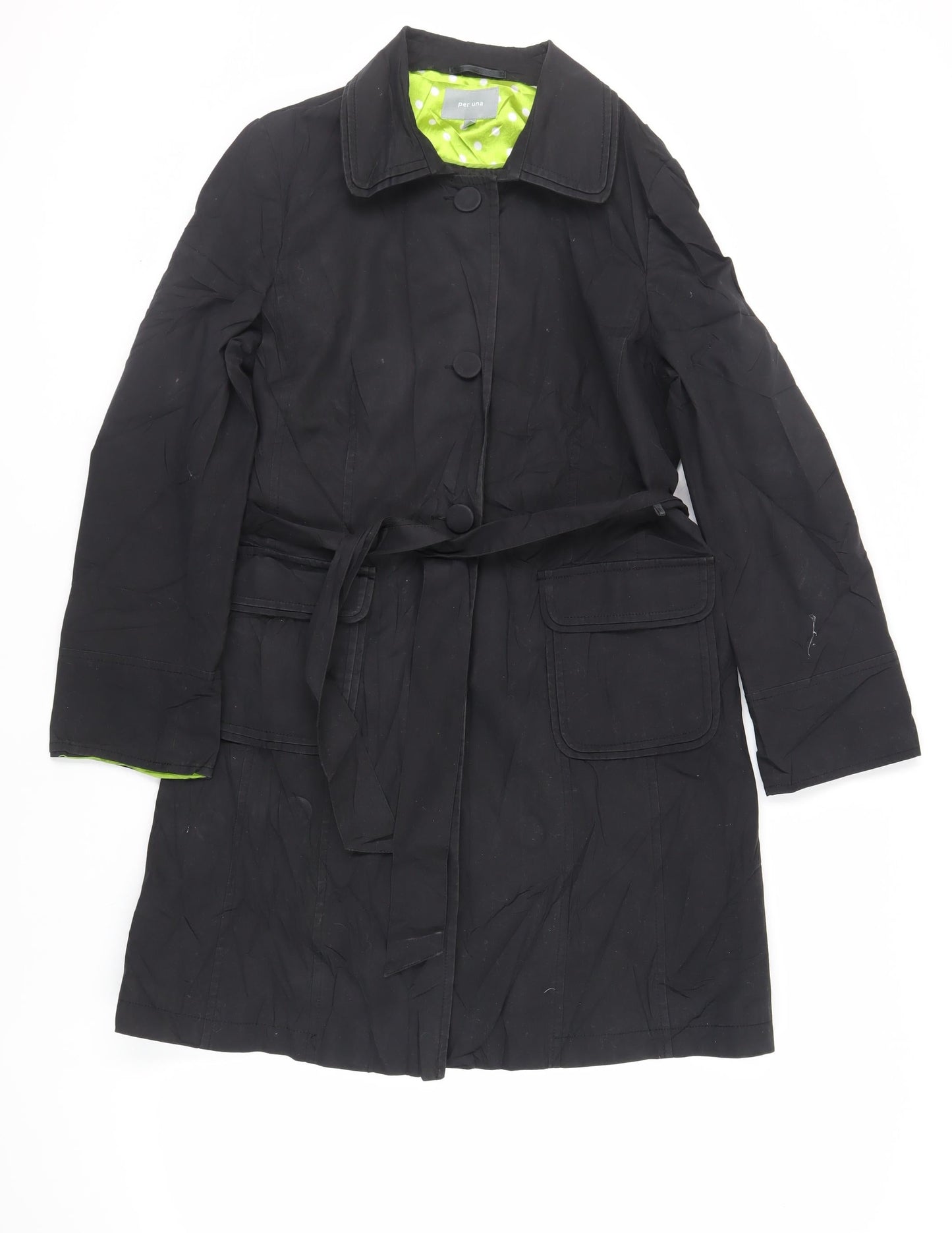 Per Una Womens Black Trench Coat Coat Size 16 Button