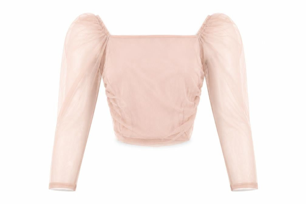 PRETTYLITTLETHING Womens Pink Polyester Cropped Blouse Size 8 Square Neck