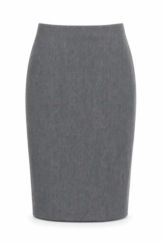 St Michael Womens Grey Herringbone Polyester Straight & Pencil Skirt Size 12 Zip - Vintage