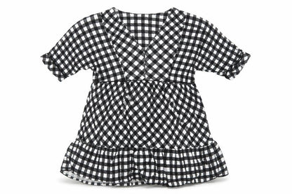Next Womens Black Check Viscose Trapeze & Swing Size 8 V-Neck Pullover