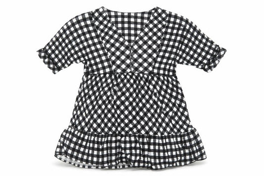 Next Womens Black Check Viscose Trapeze & Swing Size 8 V-Neck Pullover