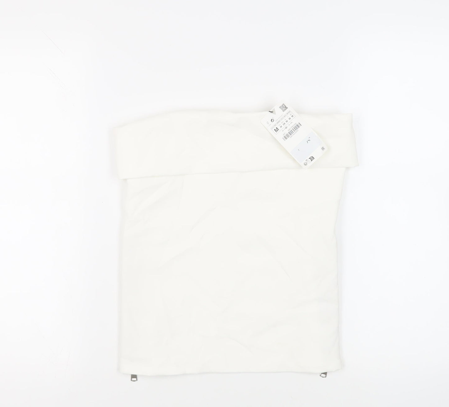 Zara Womens White Polyester Basic Blouse Size M Off the Shoulder