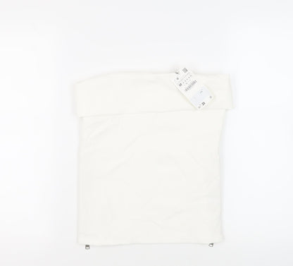 Zara Womens White Polyester Basic Blouse Size M Off the Shoulder