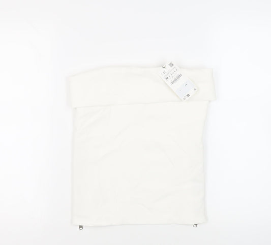 Zara Womens White Polyester Basic Blouse Size M Off the Shoulder