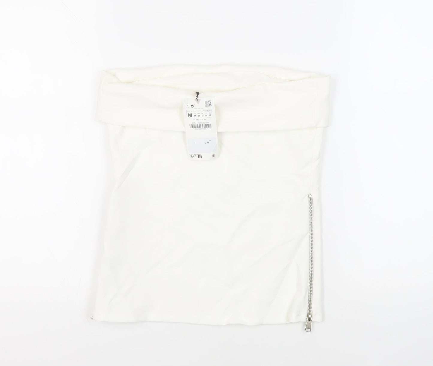 Zara Womens White Polyester Basic Blouse Size M Off the Shoulder