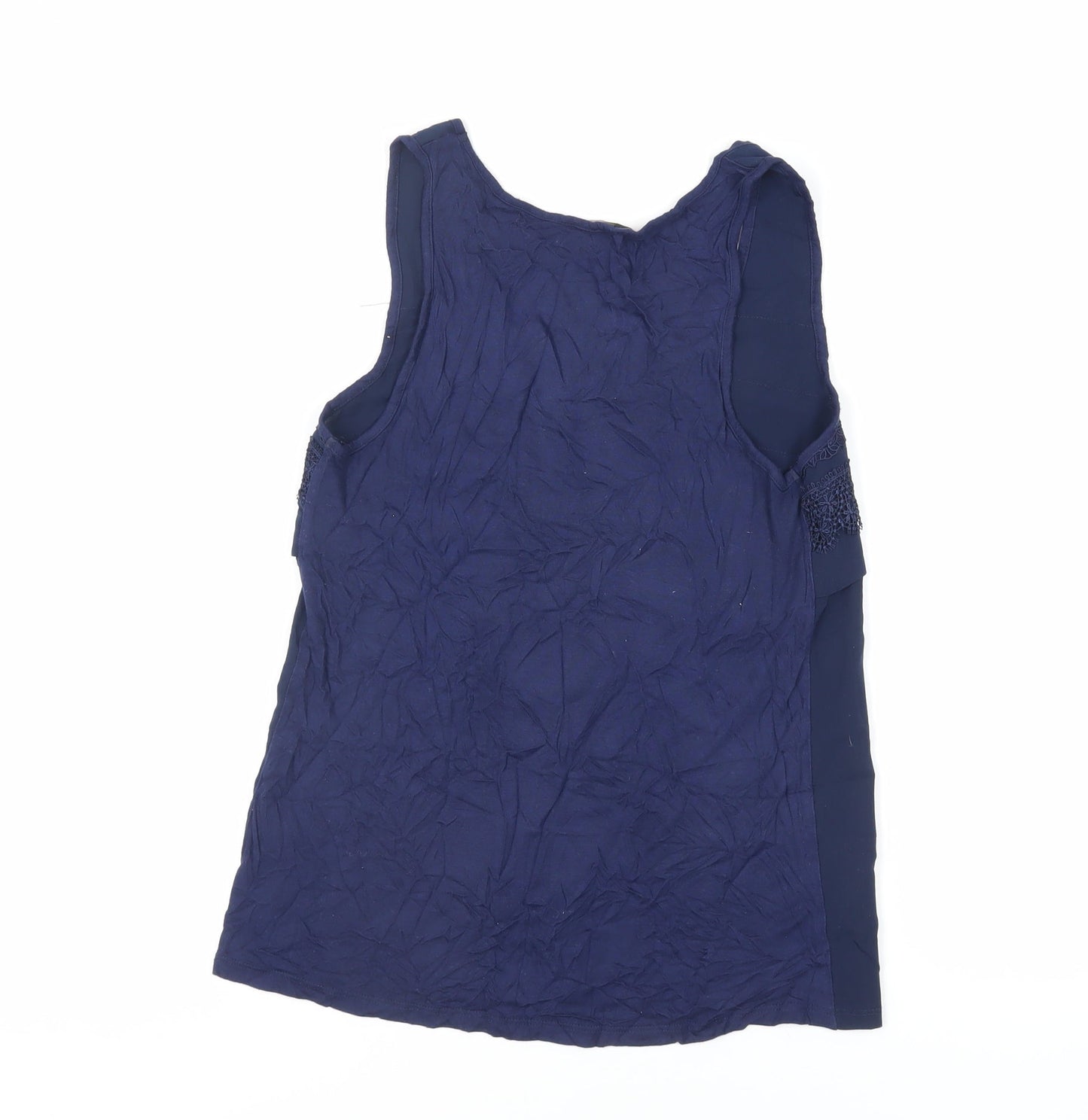 Warehouse Womens Blue Polyester Basic Tank Size 12 Scoop Neck - Lace Detail