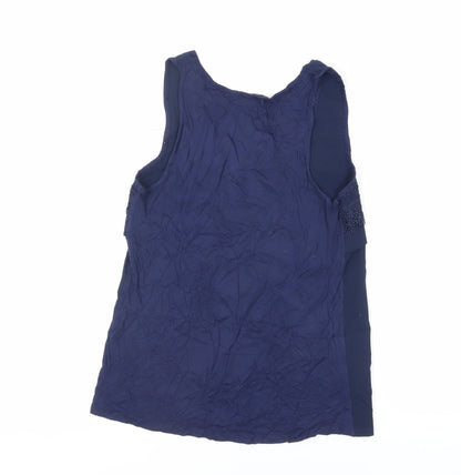 Warehouse Womens Blue Polyester Basic Tank Size 12 Scoop Neck - Lace Detail