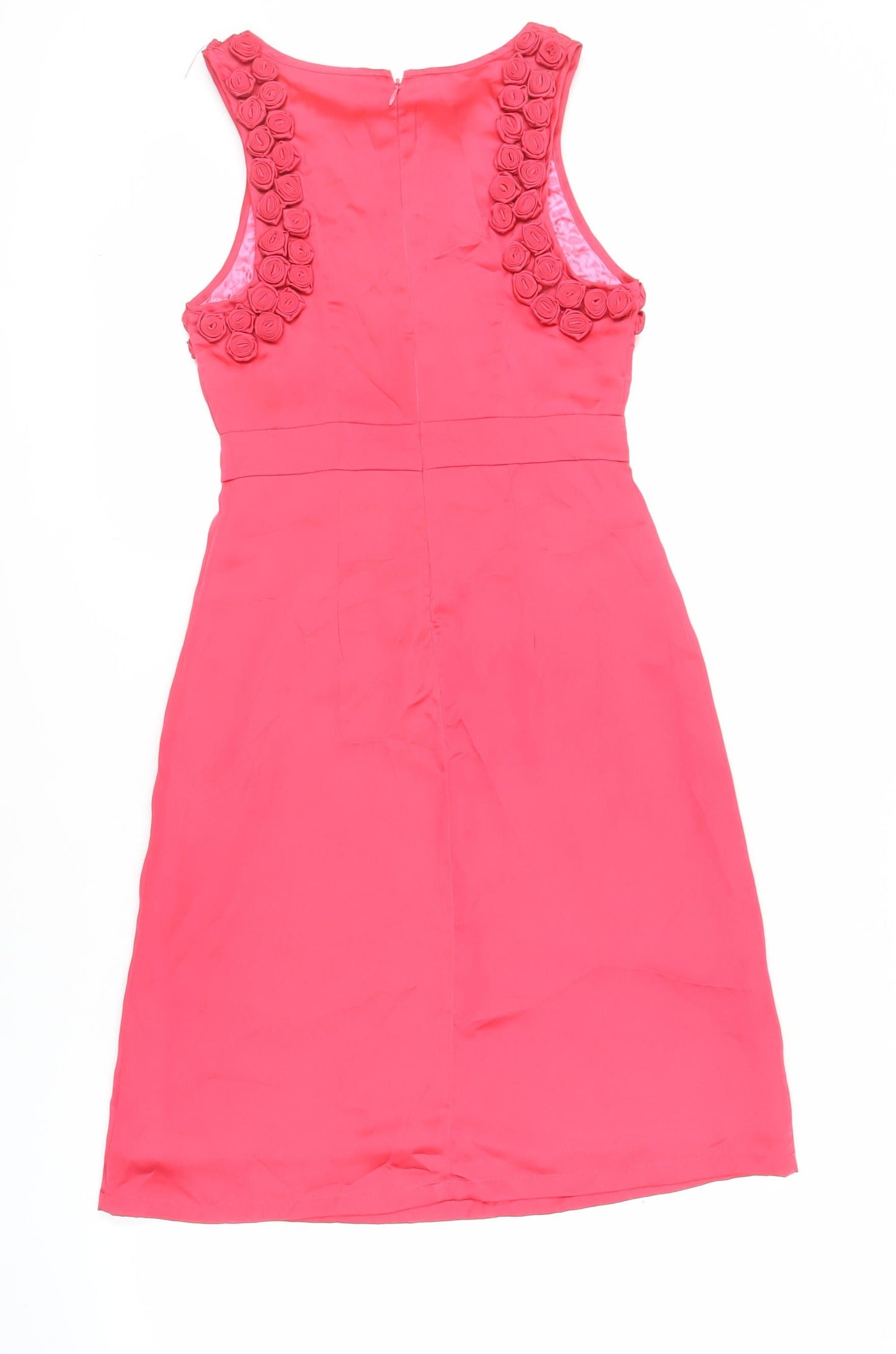 Fever Womens Pink Polyester A-Line Size 8 Boat Neck Zip - Floral Detail