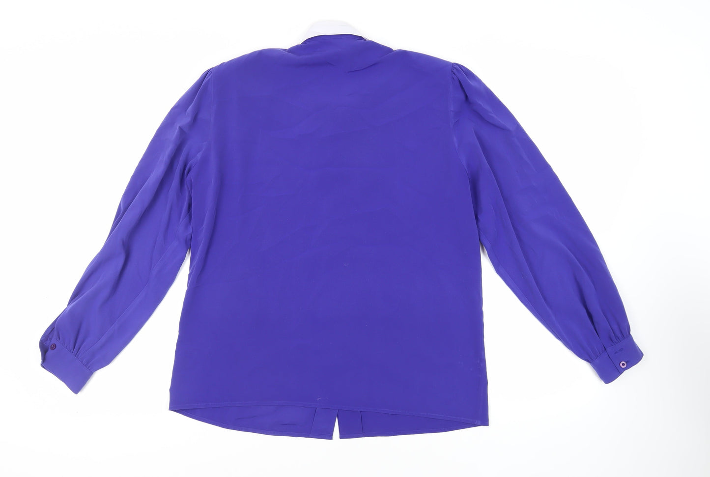 Yarell Womens Blue Polyester Basic Button-Up Size 12 Collared - Vintage