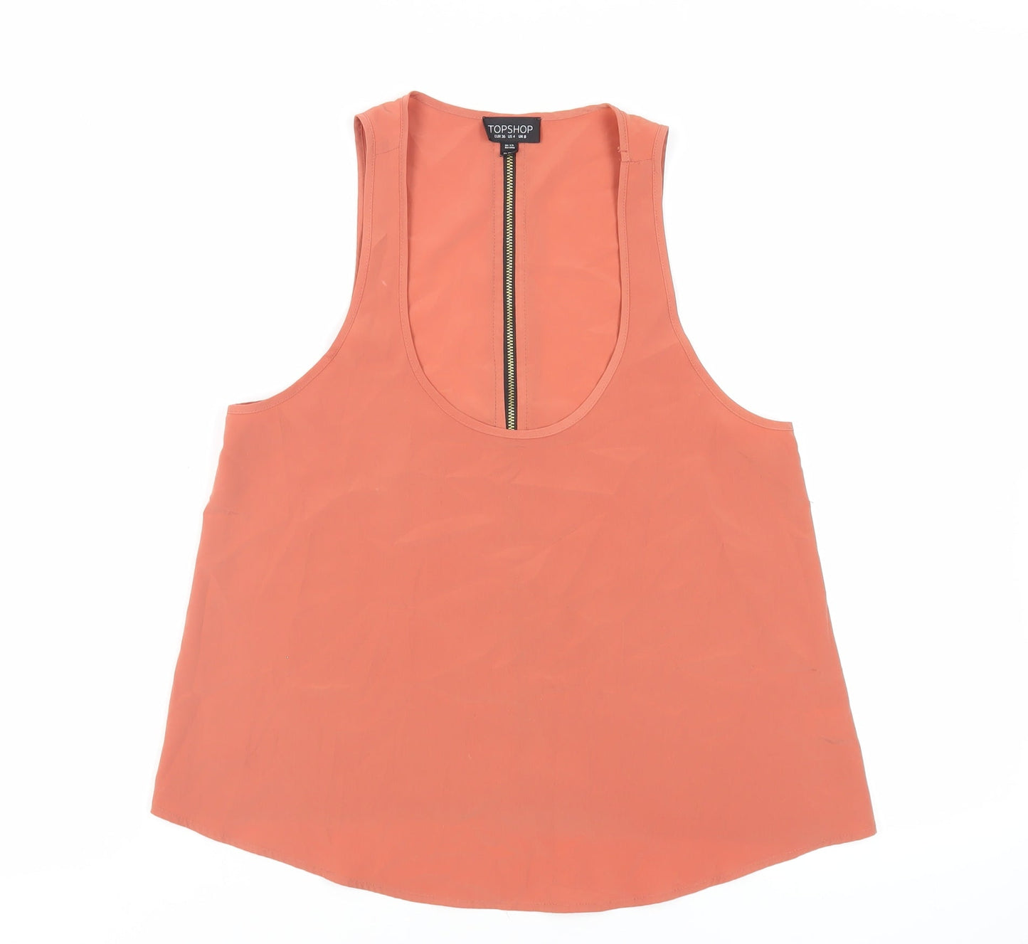Topshop Womens Orange Polyester Basic Tank Size 8 Scoop Neck