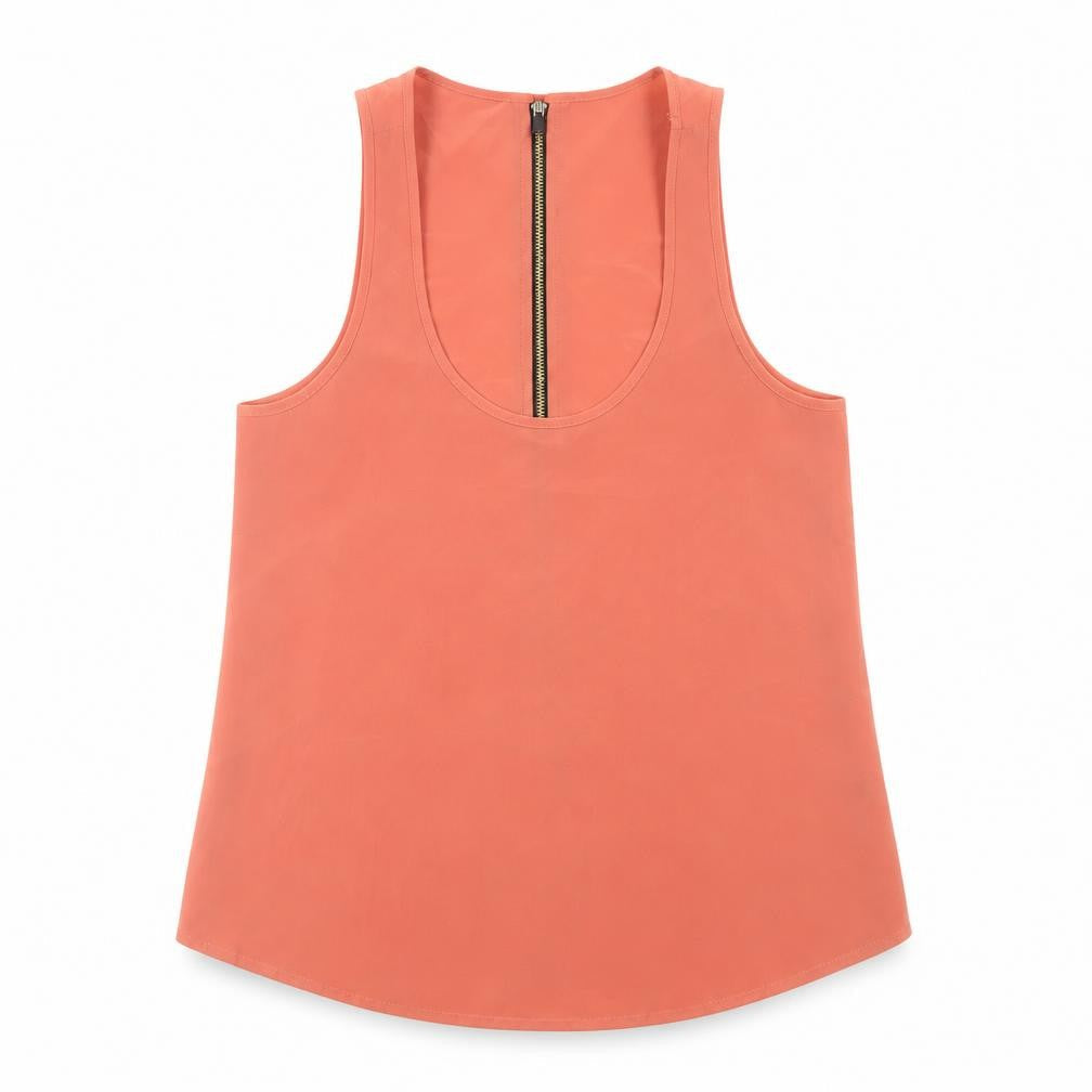 Topshop Womens Orange Polyester Basic Tank Size 8 Scoop Neck