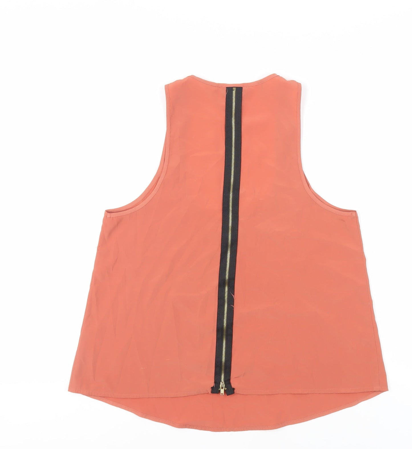 Topshop Womens Orange Polyester Basic Tank Size 8 Scoop Neck
