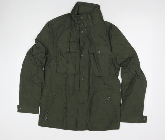 Marks and Spencer Mens Green Quilted Coat Size S Zip