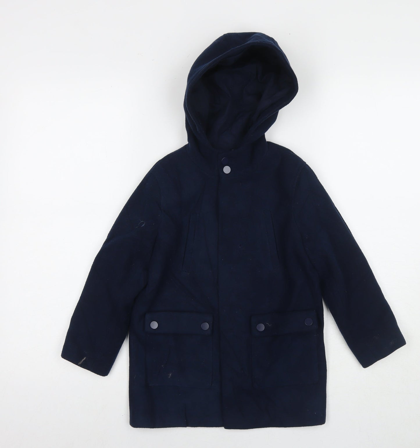 Minoti Boys Blue Overcoat Coat Size 4-5 Years Zip