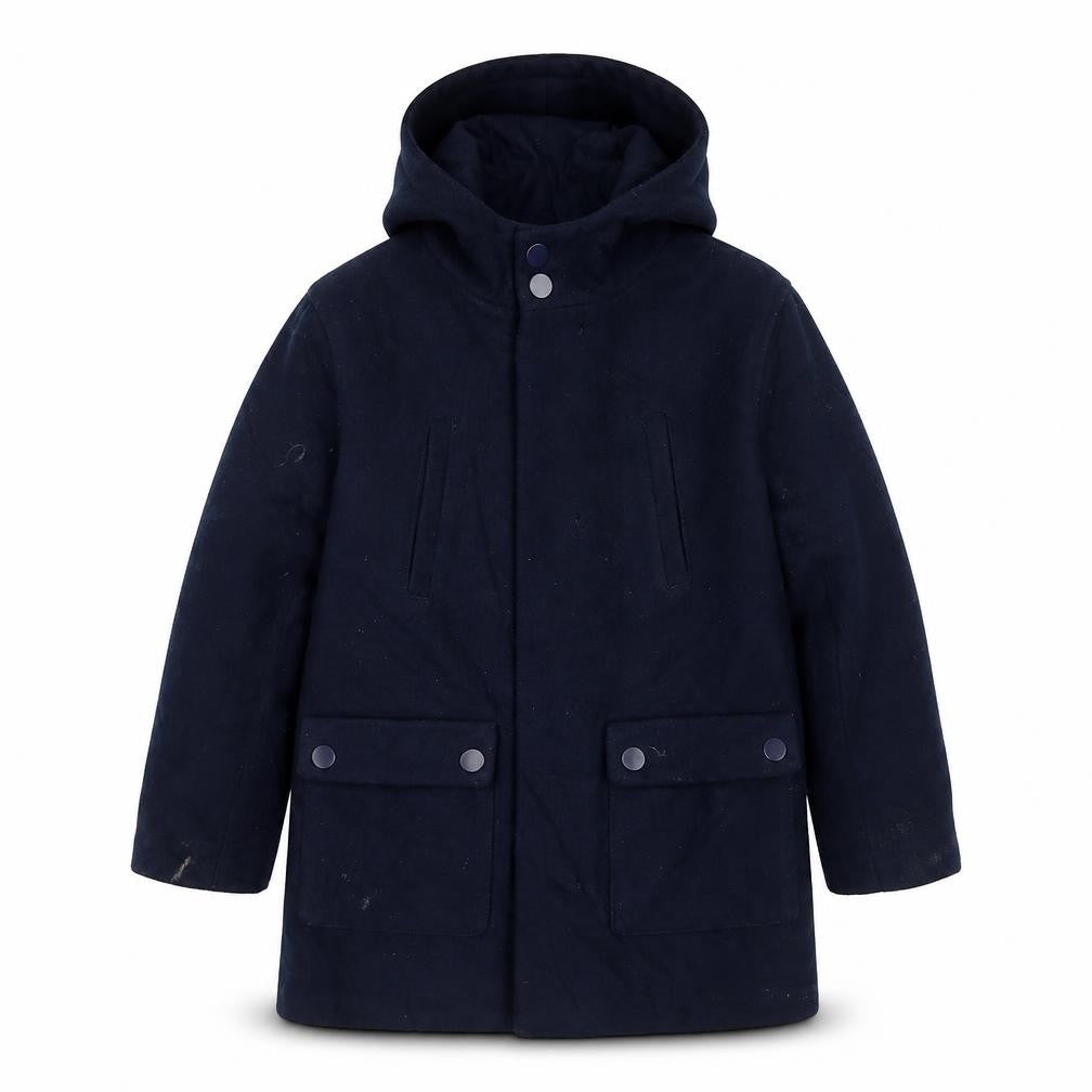 Minoti Boys Blue Overcoat Coat Size 4-5 Years Zip