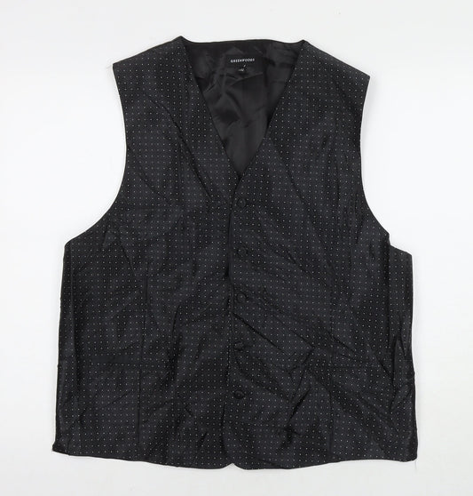 Greenwoods Mens Black Polyester Jacket Suit Waistcoat Size 2XL Regular