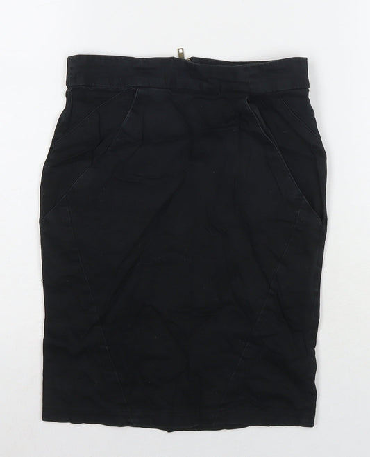 Topshop Womens Black Cotton Mini Skirt Size 6 Zip