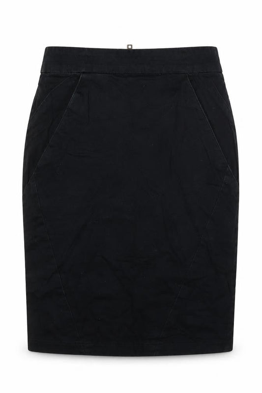 Topshop Womens Black Cotton Mini Skirt Size 6 Zip