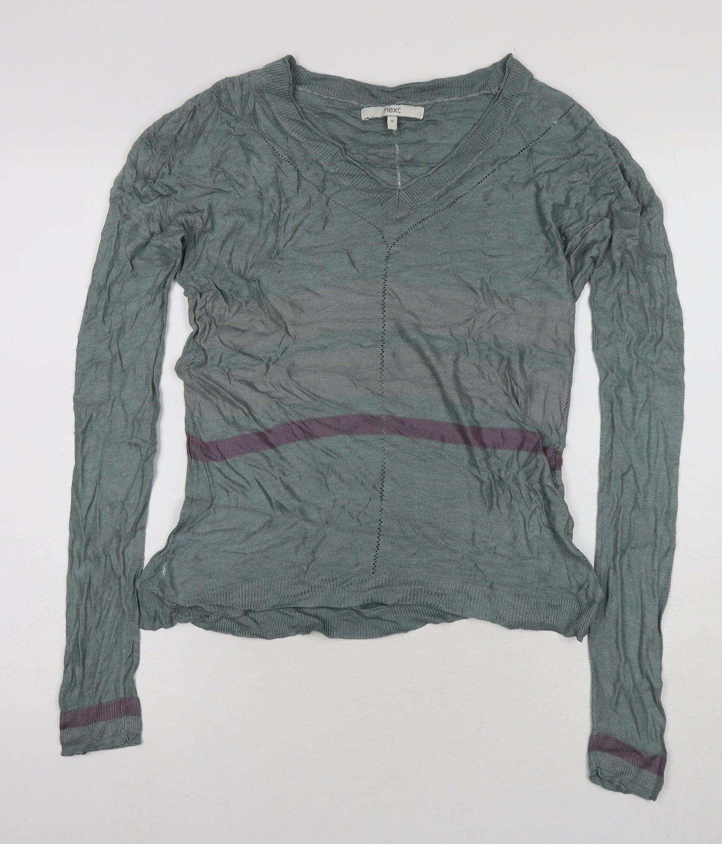 NEXT Womens Blue V-Neck Viscose Pullover Jumper Size 10