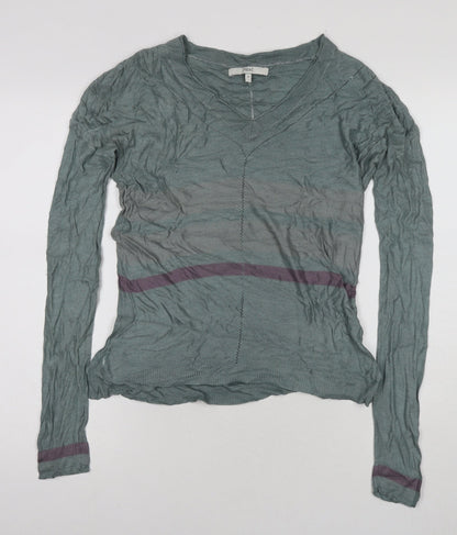 Next Womens Blue V-Neck Viscose Pullover Jumper Size 10