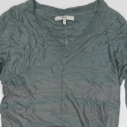 Next Womens Blue V-Neck Viscose Pullover Jumper Size 10
