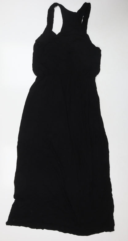Boohoo Womens Black Viscose Maxi Size 14 Scoop Neck Pullover