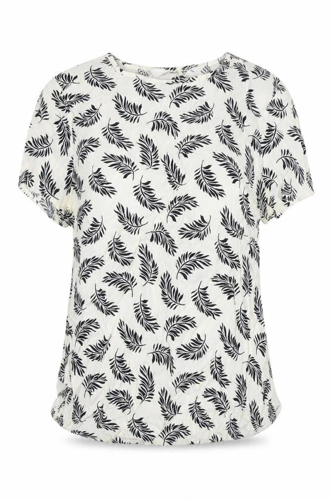 H&M Womens White Floral Viscose Basic Blouse Size 6 Round Neck