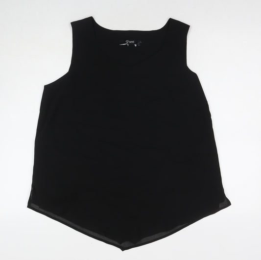 Qneel Womens Black Polyester Basic T-Shirt Size 20 V-Neck