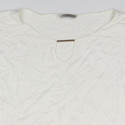 Marks & Spencer Womens White Viscose Basic Blouse Size 14 Round Neck