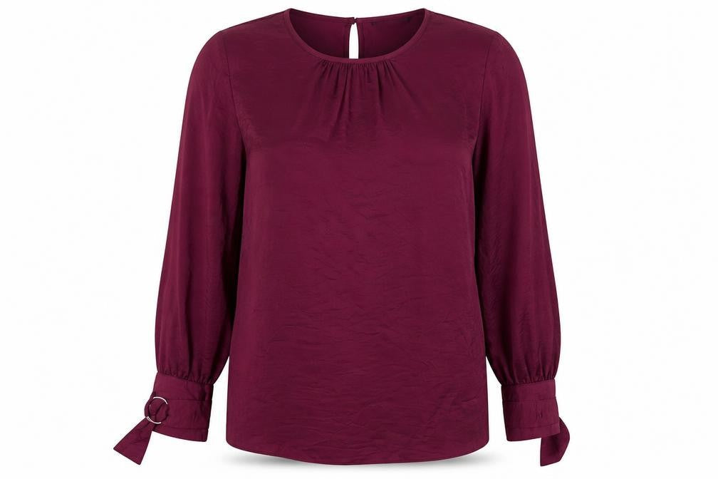 Debenhams Womens Purple Viscose Basic Button-Up Size 16 Round Neck