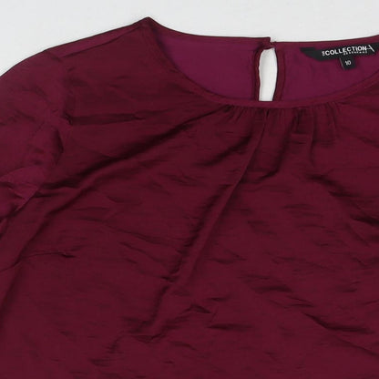 Debenhams Womens Purple Viscose Basic Button-Up Size 16 Round Neck