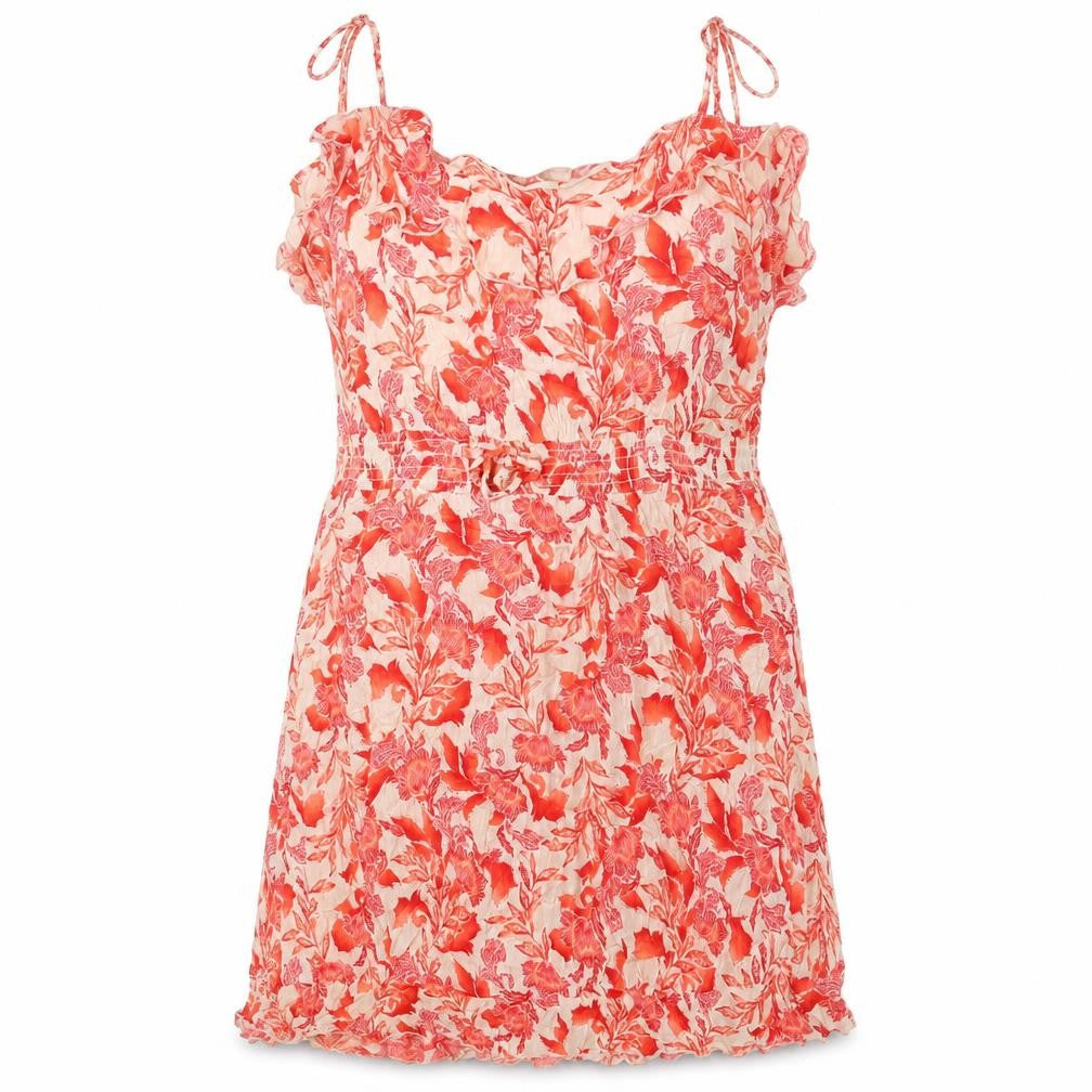 Debenhams Womens Red Floral Viscose Tank Dress Size M V-Neck Pullover