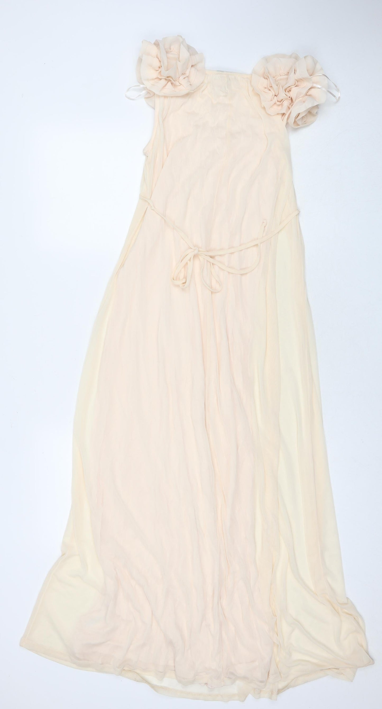 H&M Womens Beige Polyester Maxi Size XS Scoop Neck Pullover