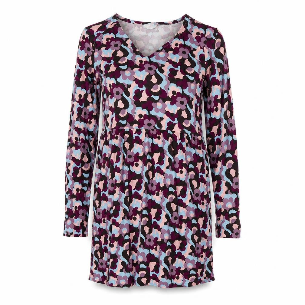 Compania Fantastica Womens Purple Floral Viscose A-Line Size XS Round Neck Pullover