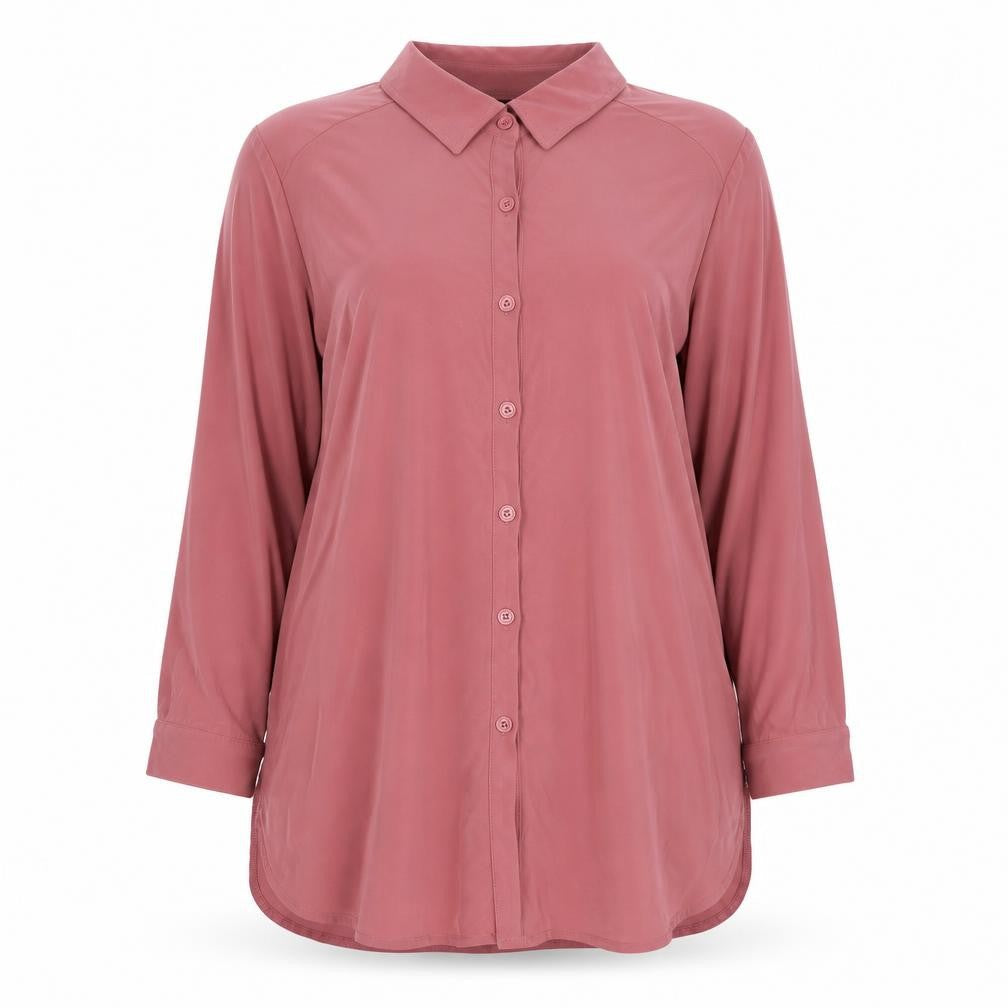 Nina Leonard Womens Pink Polyester Basic Button-Up Size XL Collared