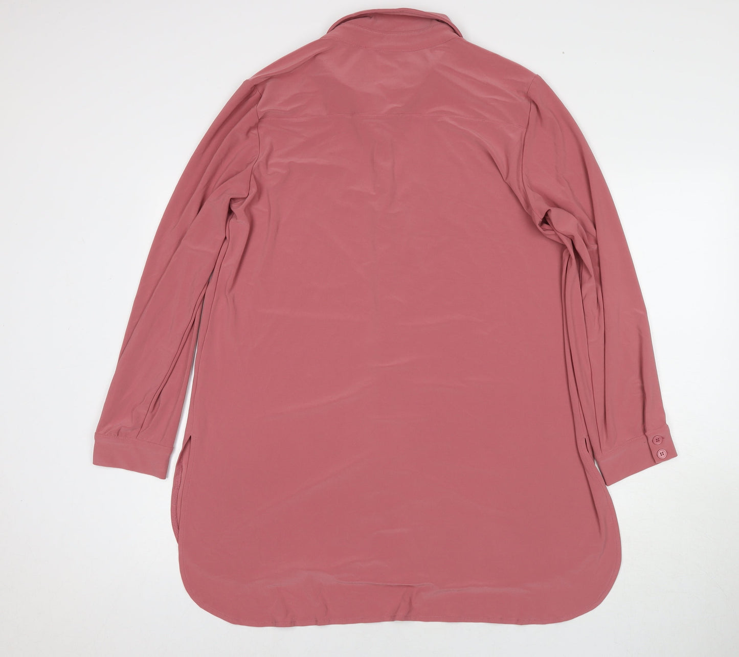 Nina Leonard Womens Pink Polyester Basic Button-Up Size XL Collared