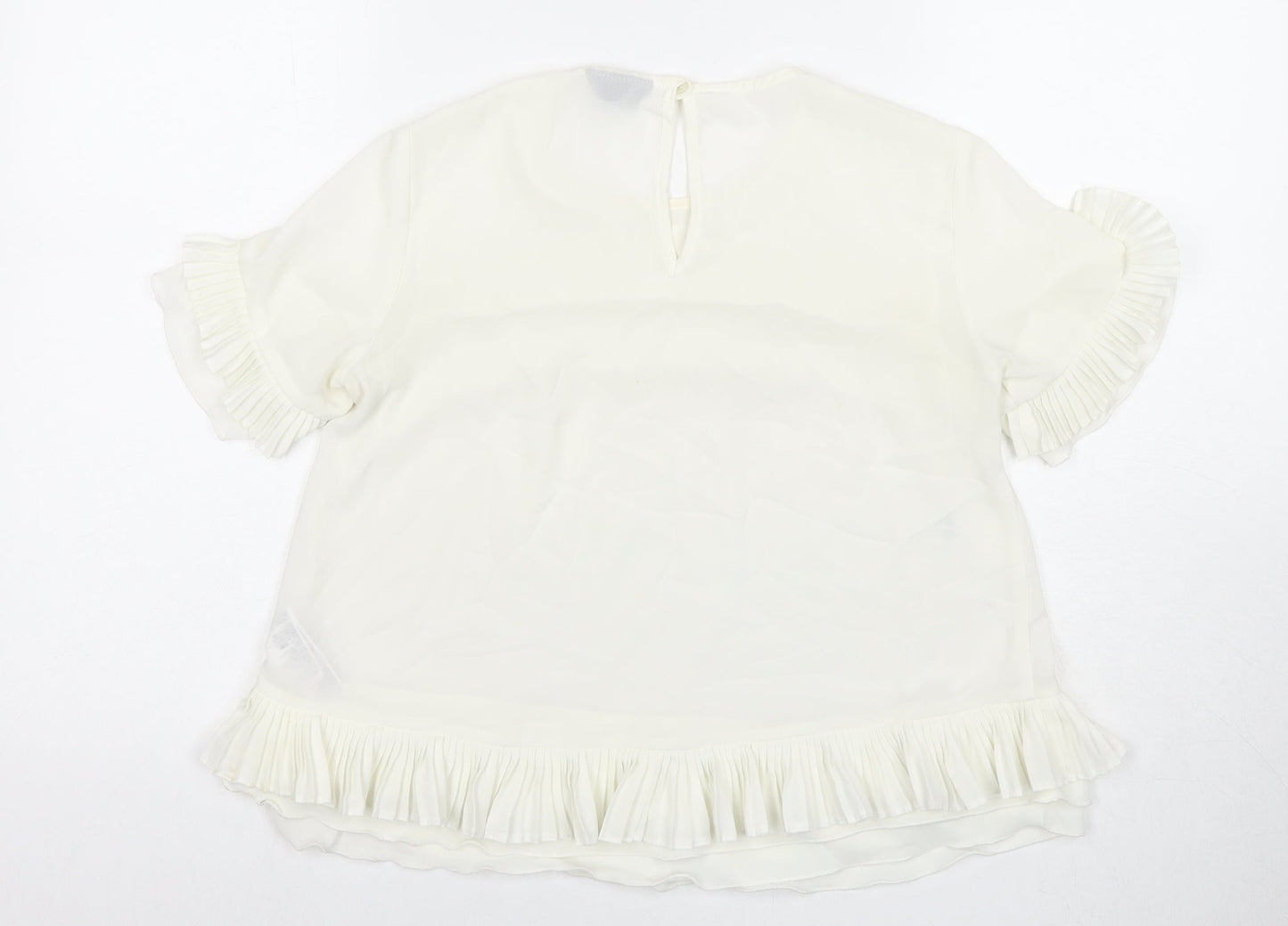 Topshop Womens White Polyester Basic Blouse Size 8 Round Neck