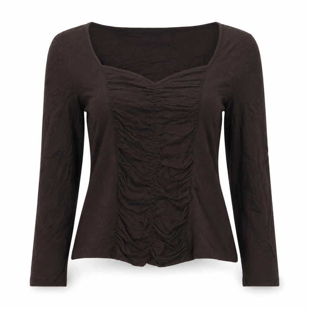 AMARANTO Womens Brown Viscose Basic Blouse Size 12 Square Neck