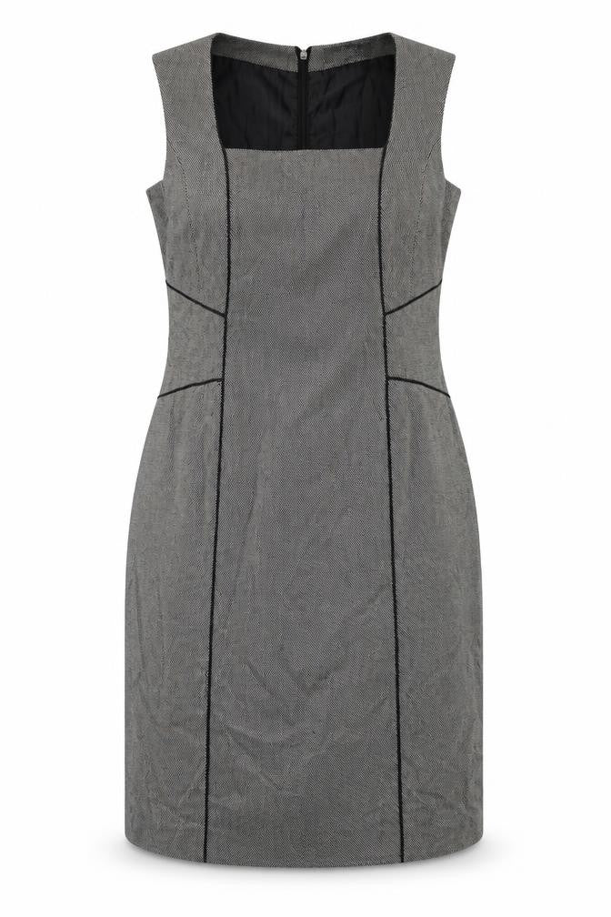 Debenhams Womens Grey Geometric Polyester A-Line Size 12 Round Neck Zip