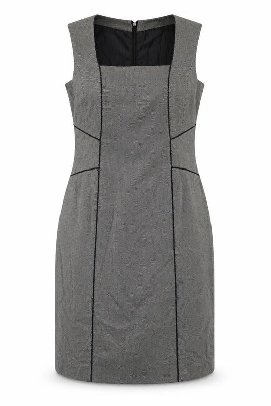 Debenhams Womens Grey Geometric Polyester A-Line Size 12 Round Neck Zip