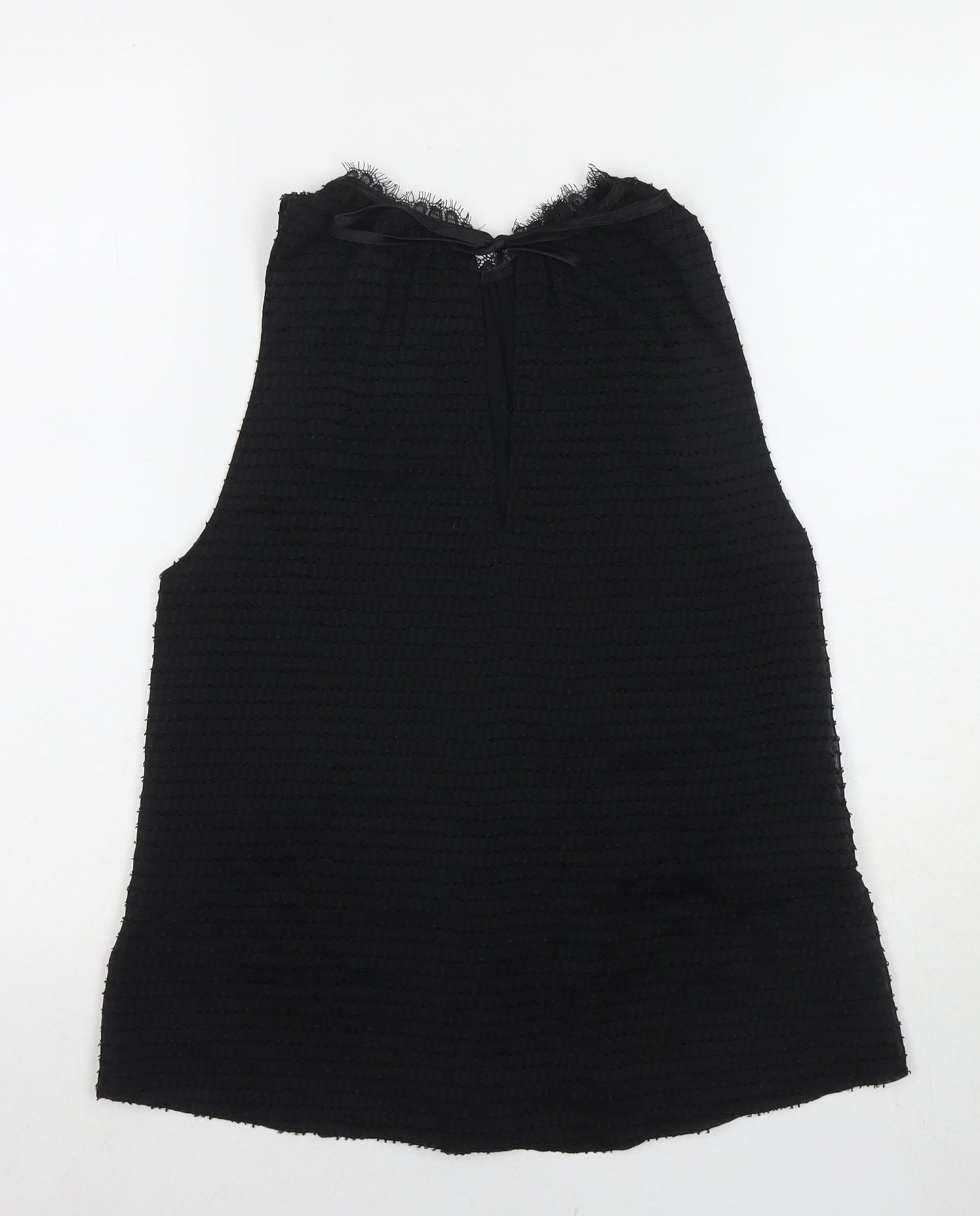 Mango Womens Black Polyester Basic Tank Size S Round Neck