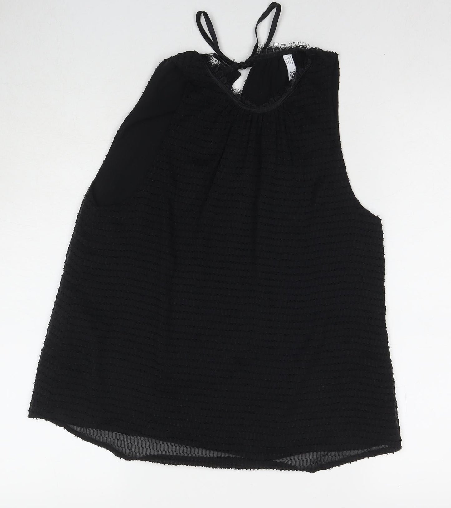 Mango Womens Black Polyester Basic Tank Size S Round Neck
