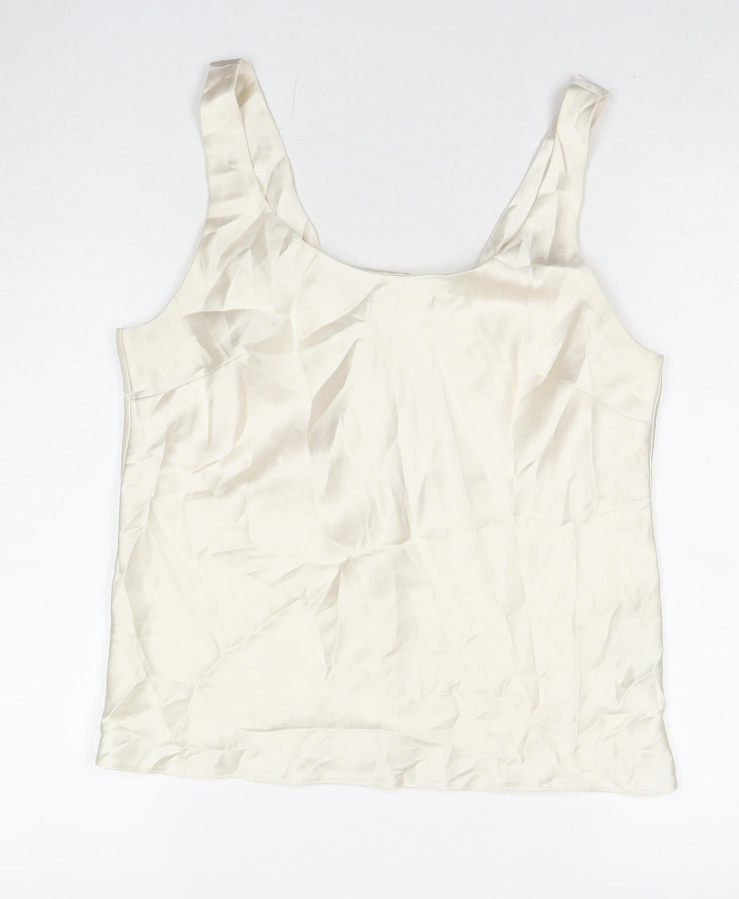 ASOS Womens Ivory Polyester Basic Tank Size 12 Round Neck