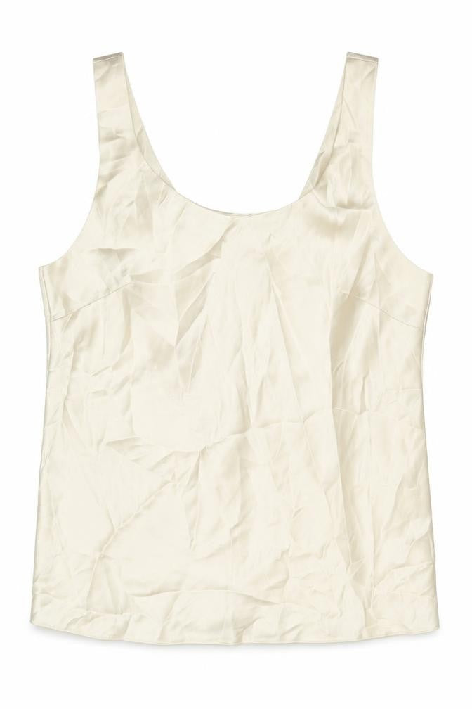 ASOS Womens Ivory Polyester Basic Tank Size 12 Round Neck