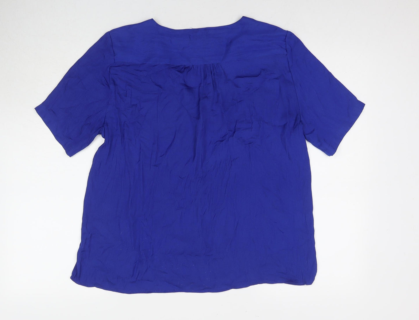 Sfera Womens Blue Polyester Basic T-Shirt Size L Round Neck